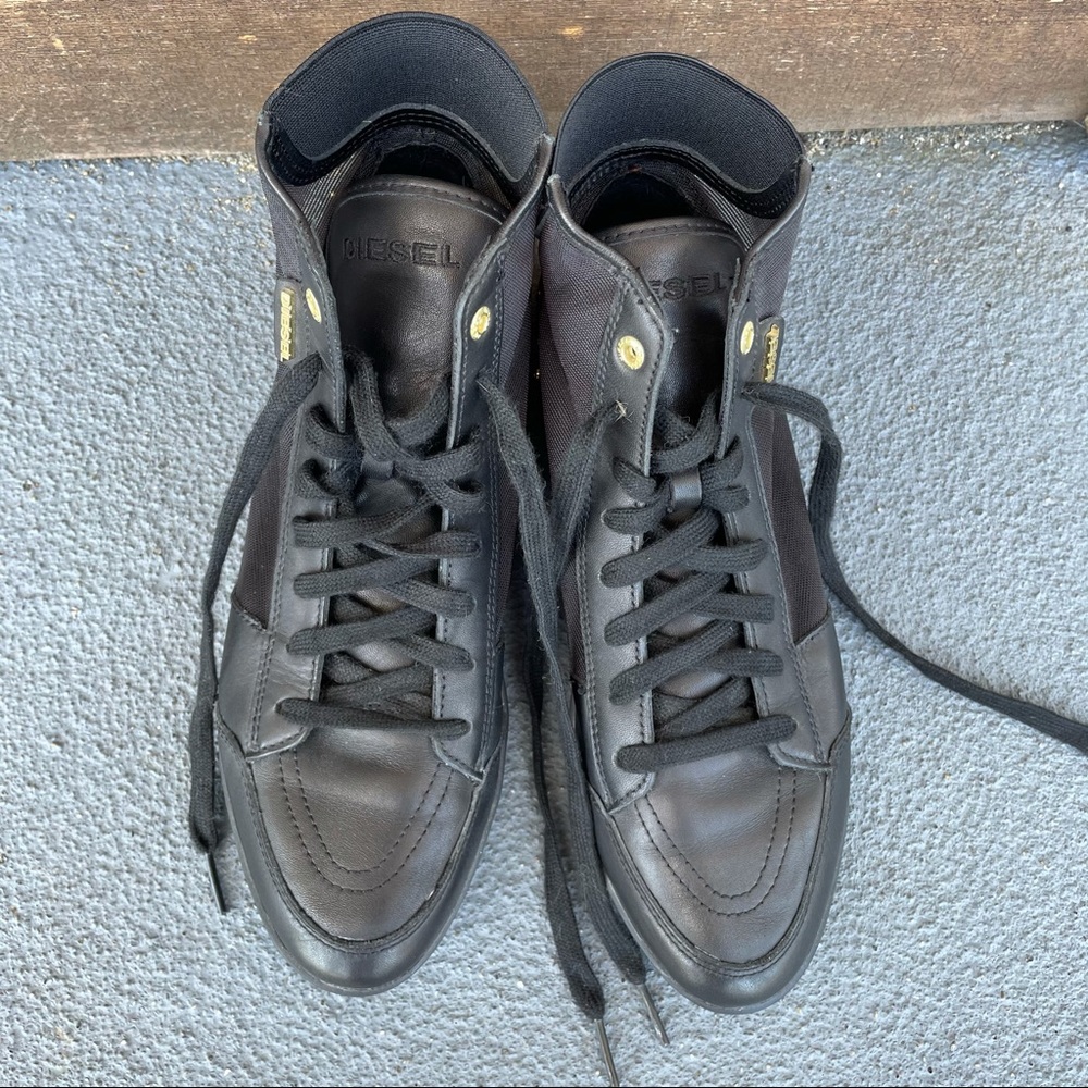 Diesel Daily Kick Black Leather & Mesh Sneakers 8 View 6